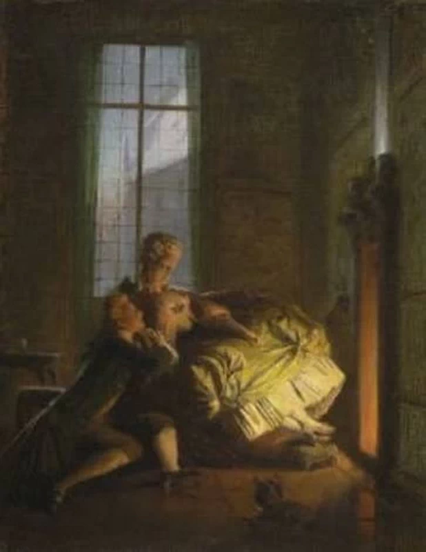 Coppia rococò davanti al camino, 1865